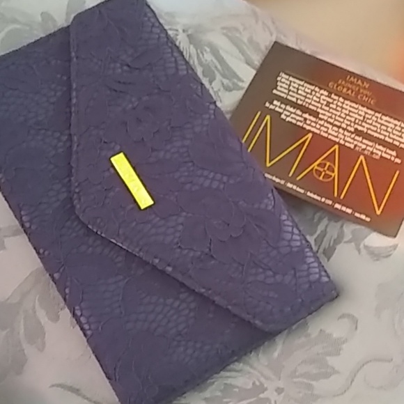 IMAN Handbags - Clutch, NWT Dark blue, lace like. Very nice